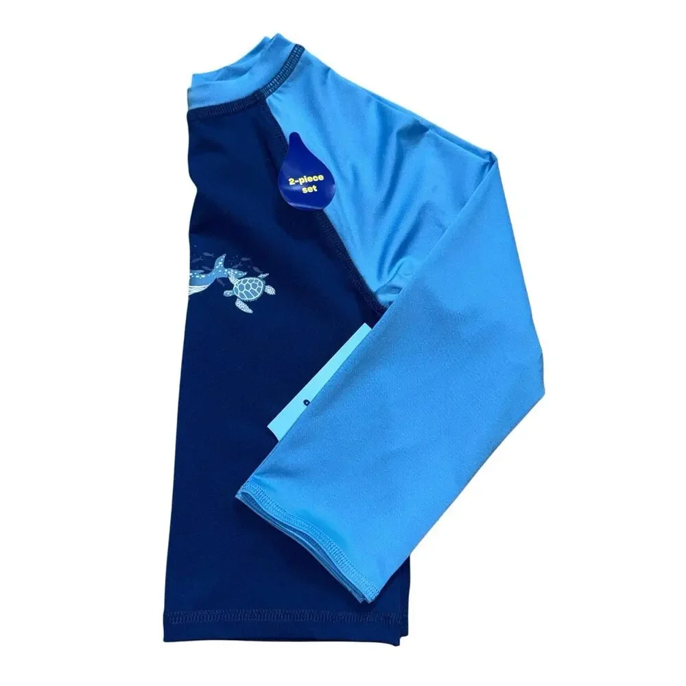 Rash Guard set Swim Blue Boys Shark Long Sleeves SZ/ 5/6